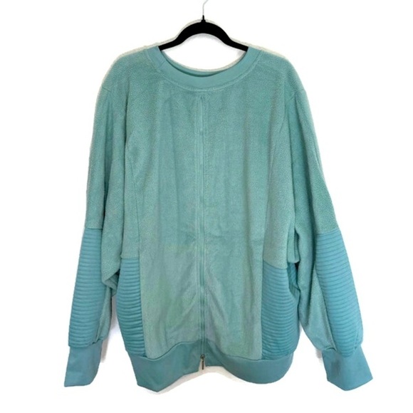 nwt Tahari Sport‎ women’s sweatshirt pullover blue mint zip on back sz 3X - Picture 1 of 8